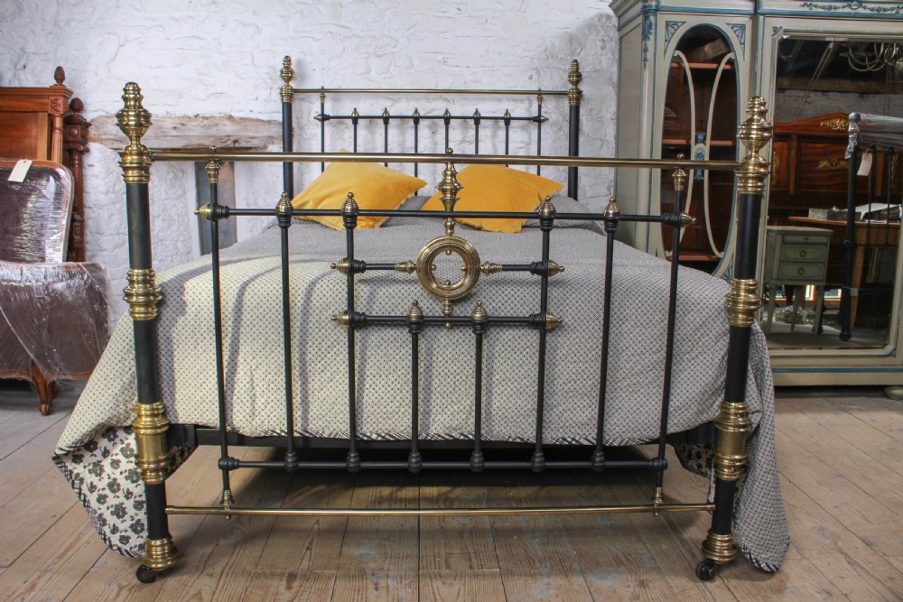 Handsome Victorian brass and iron king size bed View II