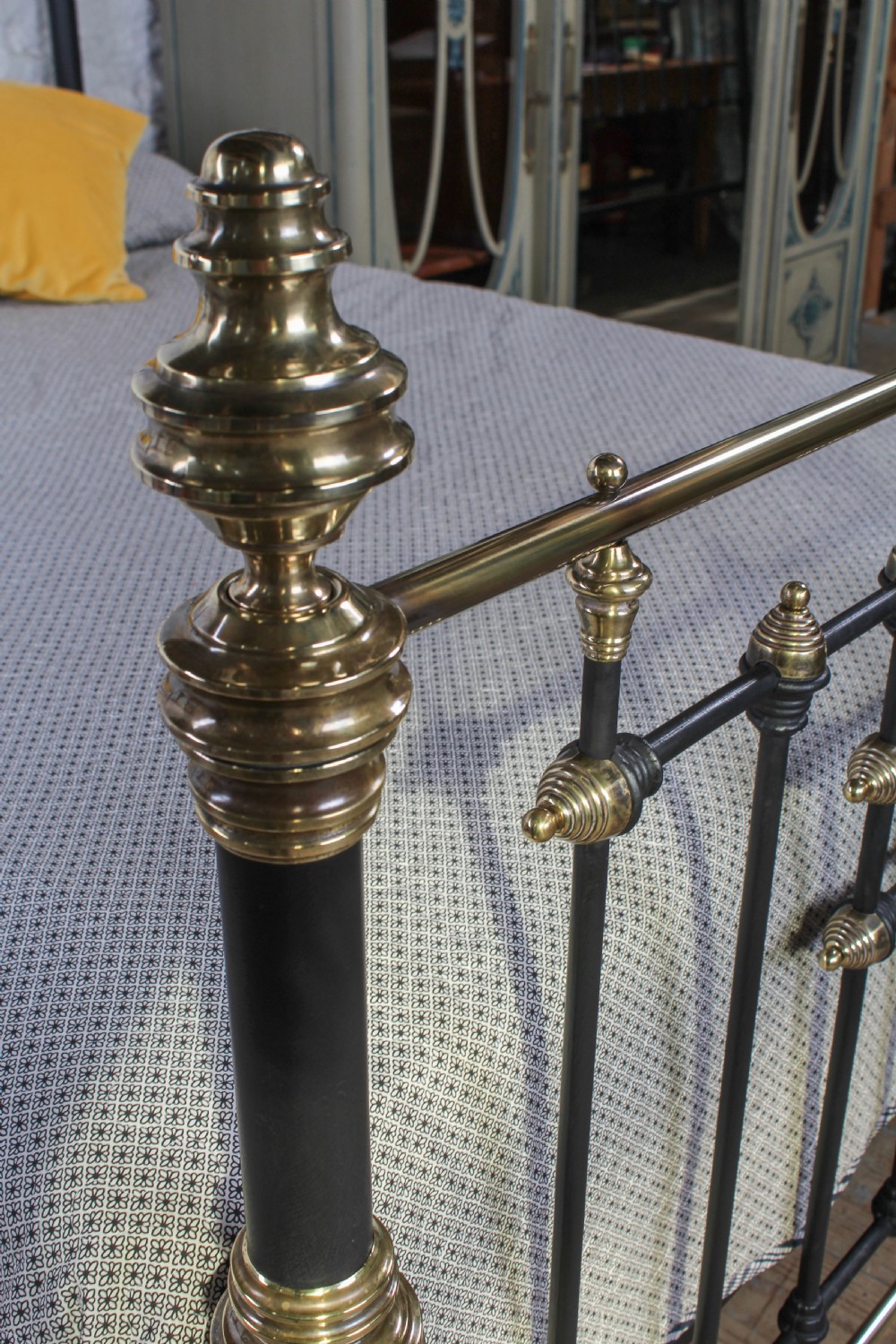 Handsome Victorian brass and iron king size bed View V