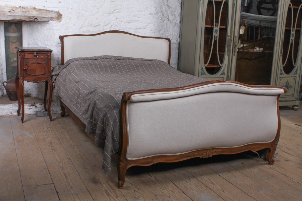 Newly upholstered king size French sleigh style bed
