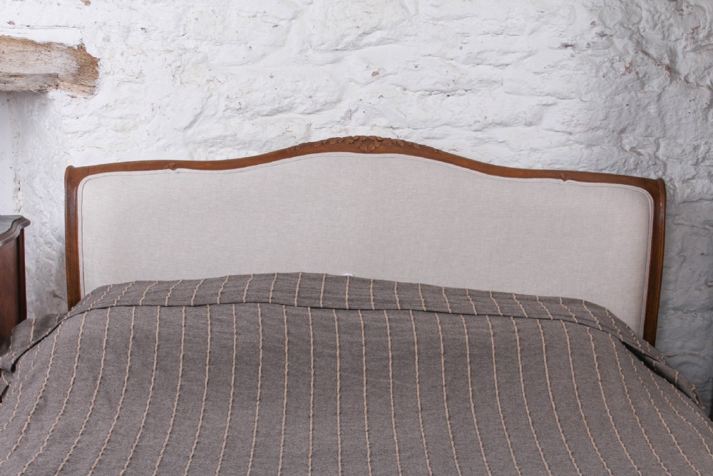 Newly upholstered king size French sleigh style bed View III