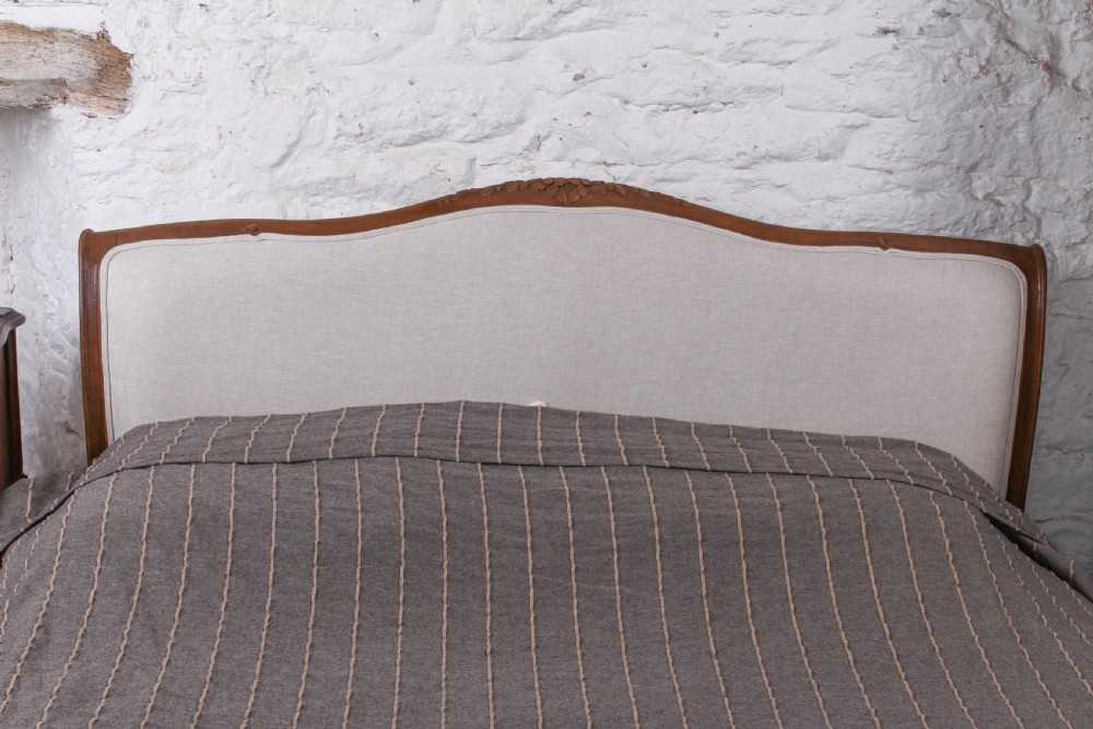 Newly upholstered king size French sleigh style bed View VII