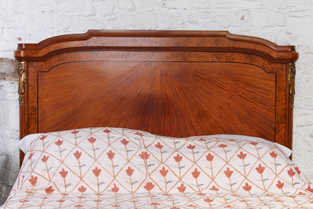 Lovely French king size fruitwood walnut veneer king size bed View II