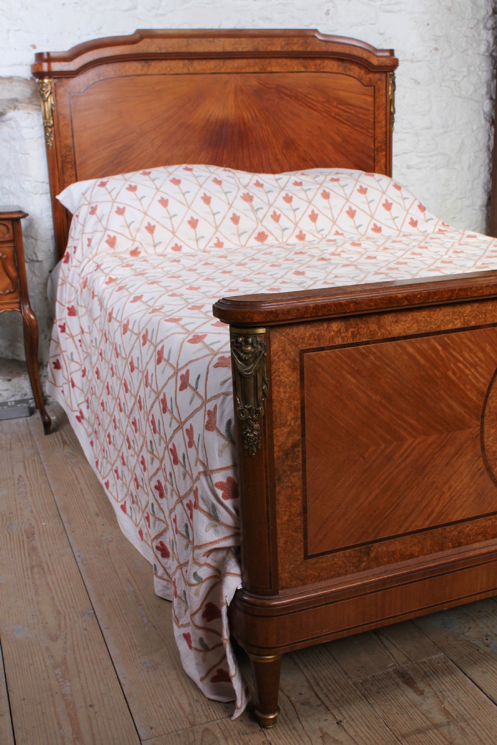Lovely French king size fruitwood walnut veneer king size bed View VI