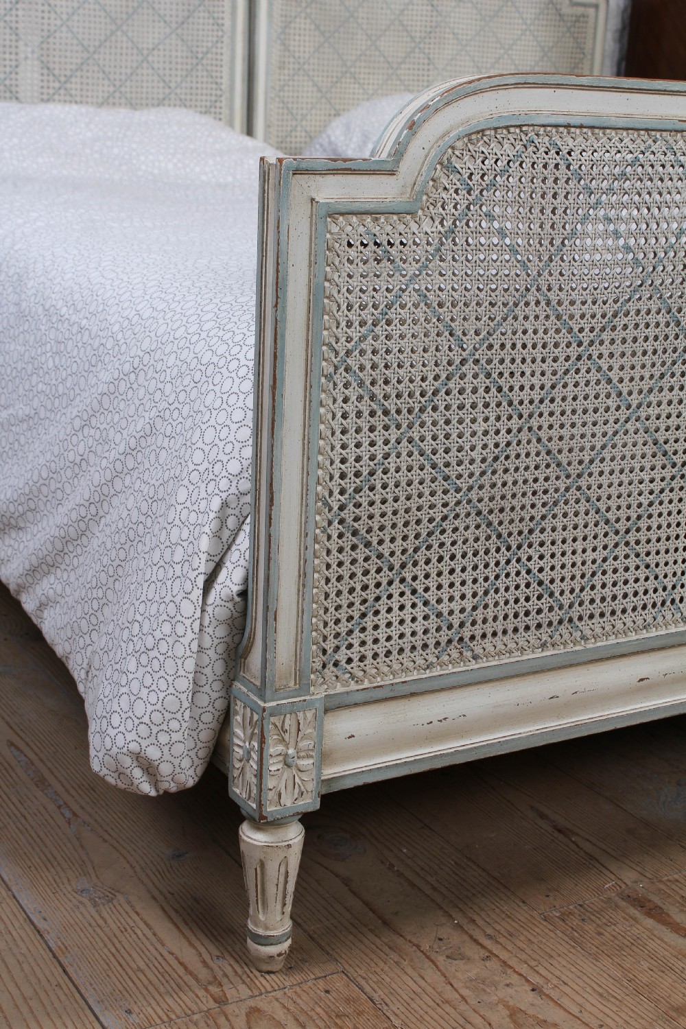 Pretty matching pair of French caned single  beds View VI