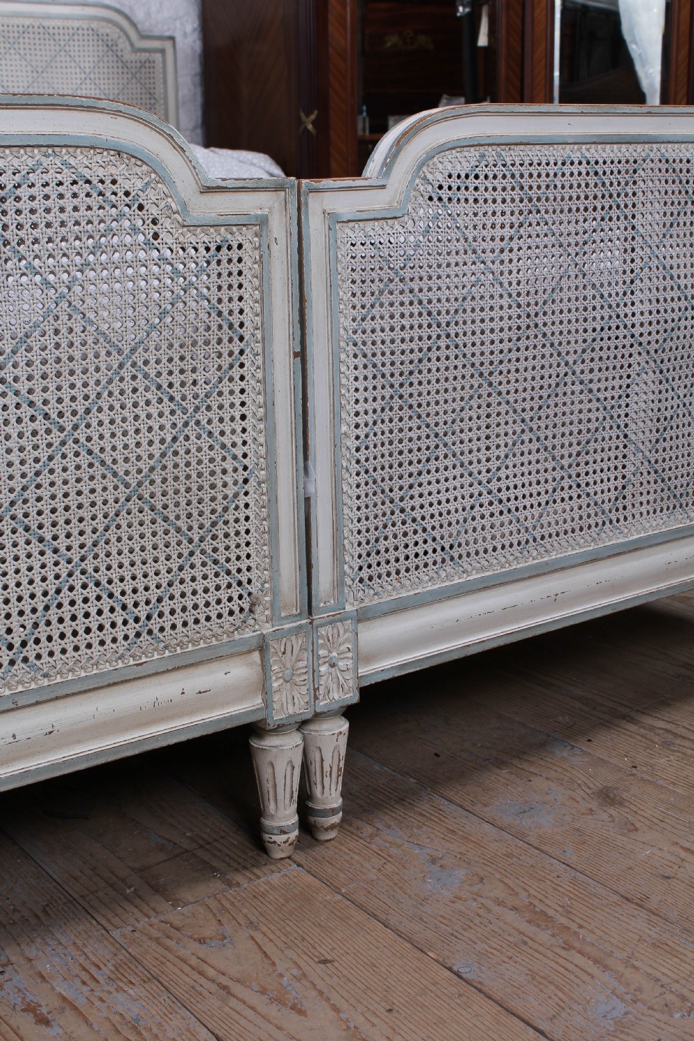 Pretty matching pair of French caned single  beds View VII