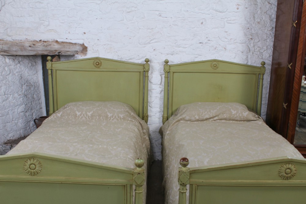 Lovely pair of French single painted super single beds View III