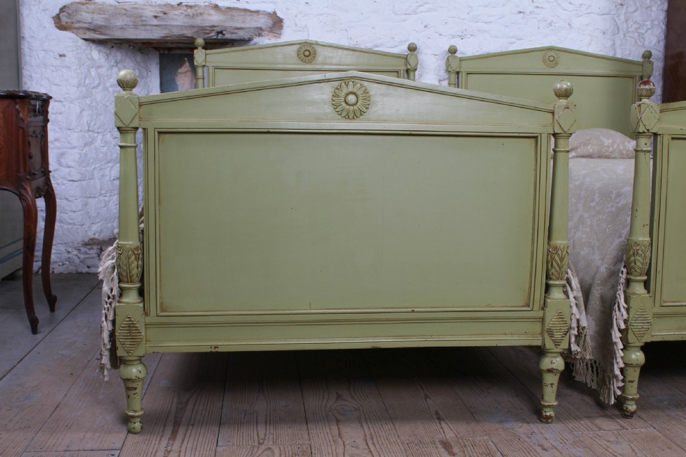 Lovely pair of French single painted super single beds View IV