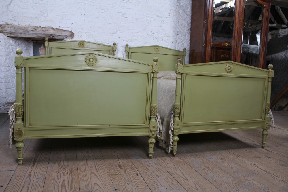 Lovely pair of French single painted super single beds View V