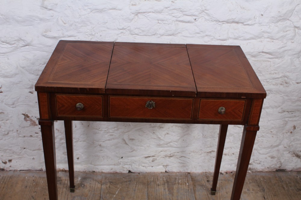 French walnut fold out dressing table  View II