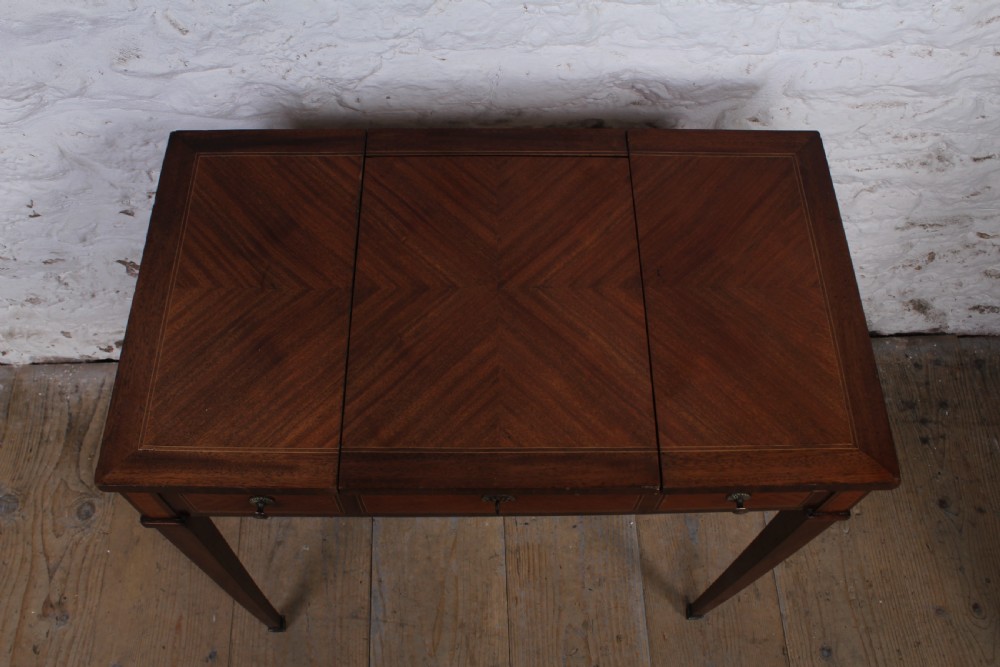 French walnut fold out dressing table  View III