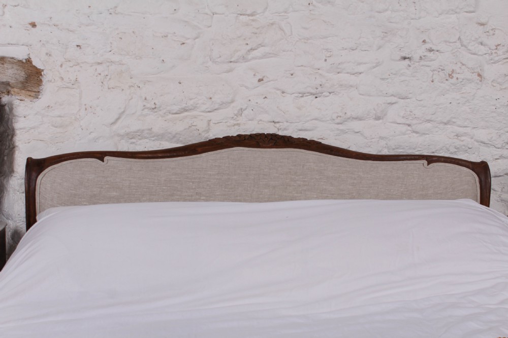 Newly upholstered French sleigh style king size bed View VI