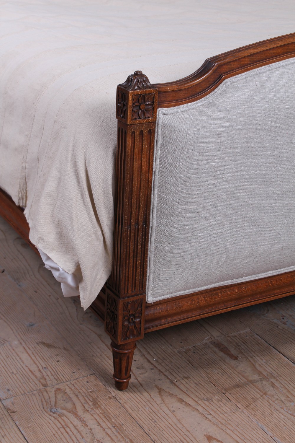 King size French empire style newly upholstered bed View III