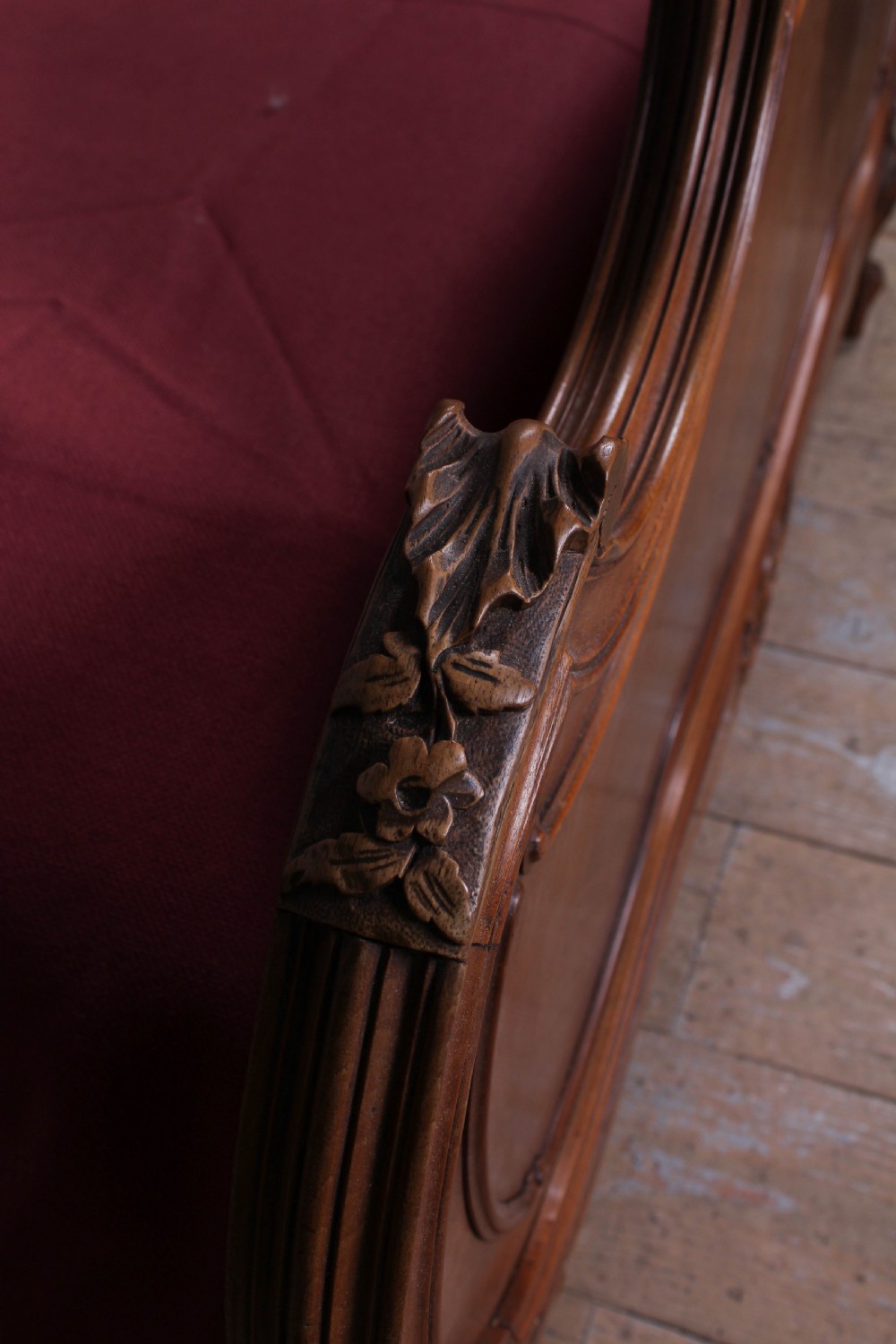 Lovely walnut Louis XV style double bed View V