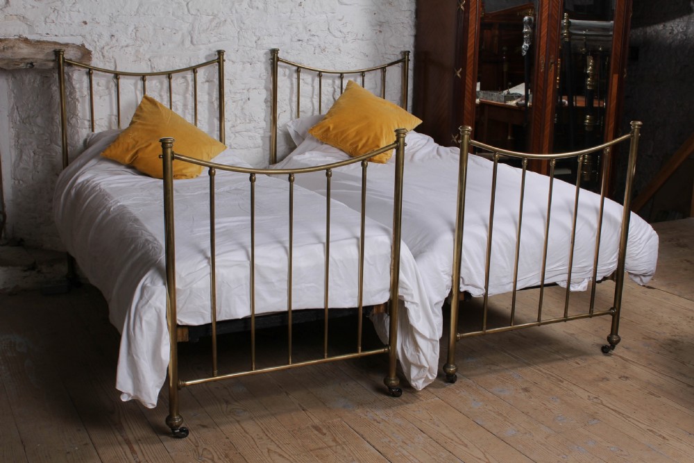 Very nice pair of Edwardian single all brass beds View II
