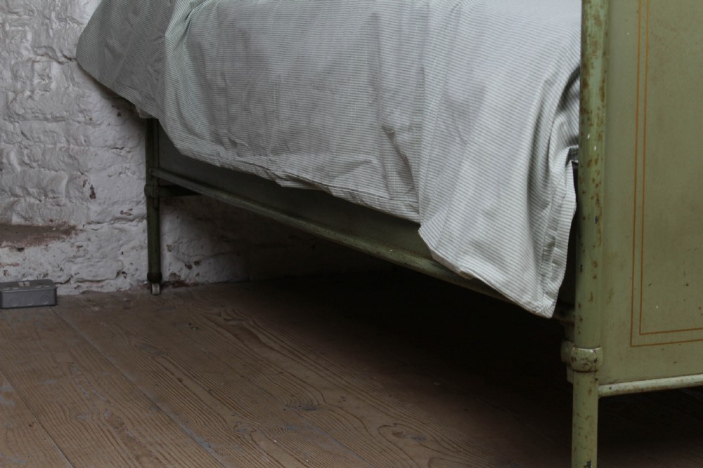Very lovely rare painted French iron double bed View VI