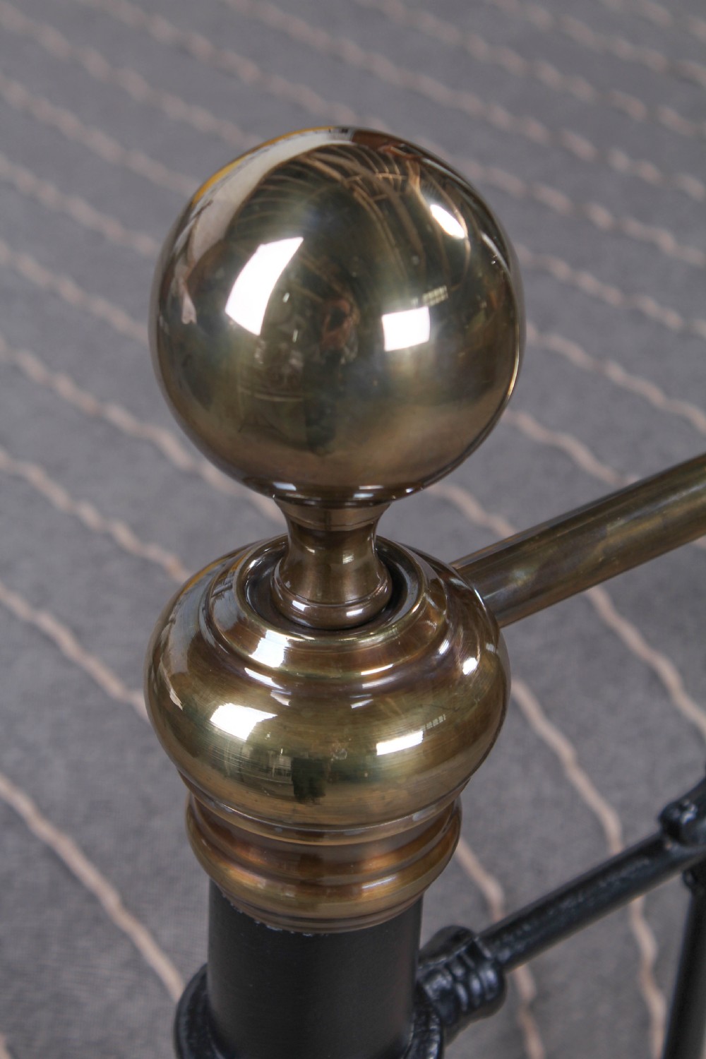 Quality super king size Victorian brass and iron bed View III