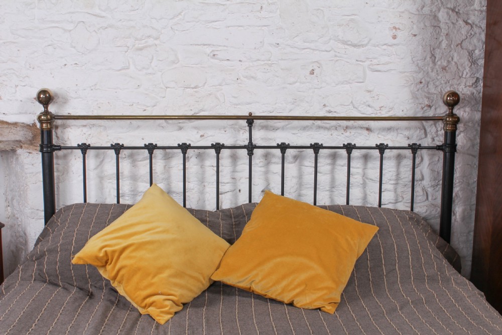 Quality super king size Victorian brass and iron bed View V