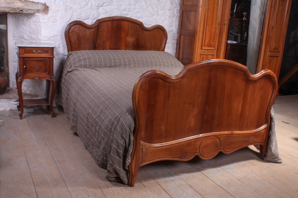 Solid walnut Louis XV style double bed