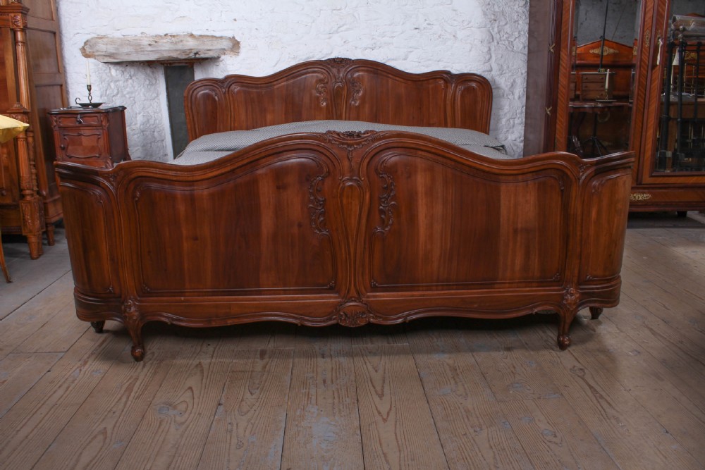 Big two meter wide solid walnut Louis style bed  View II