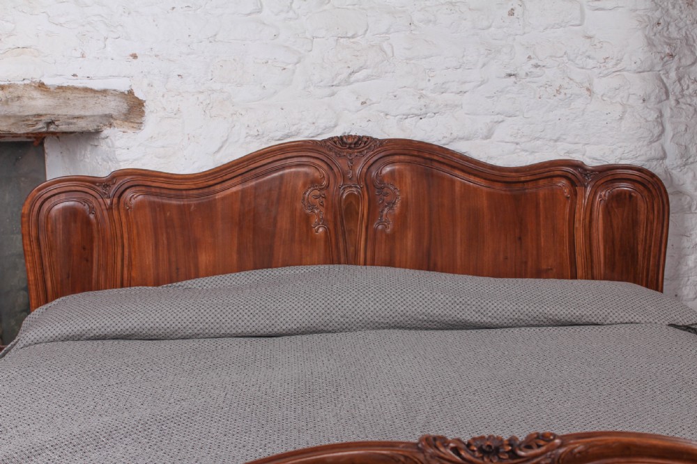 Big two meter wide solid walnut Louis style bed  View III