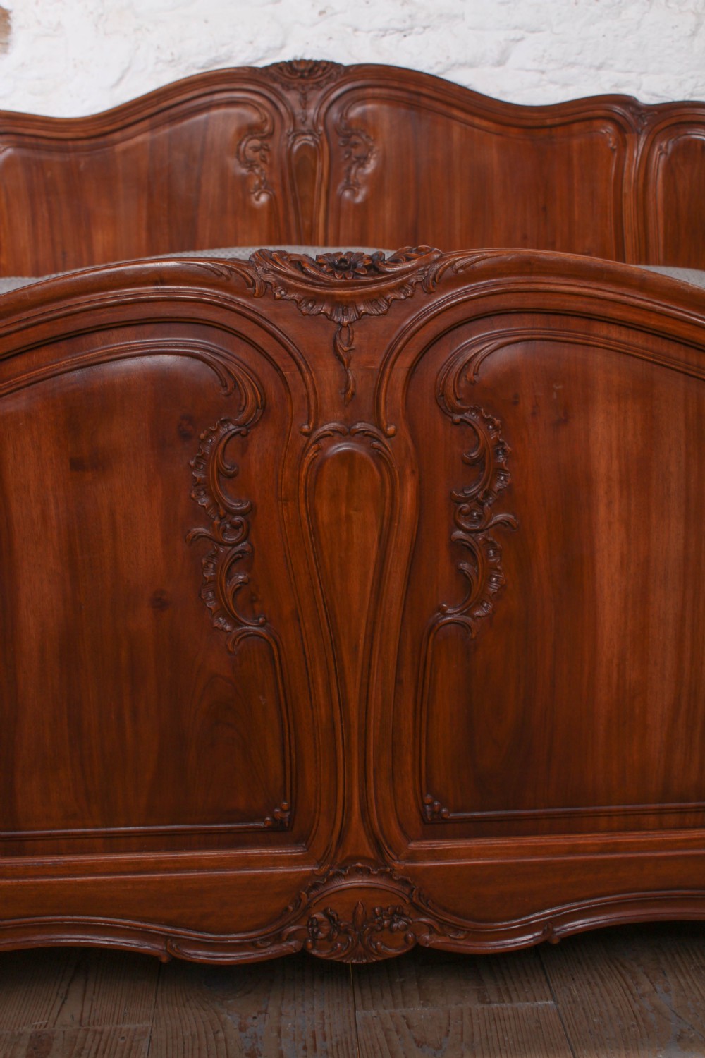 Big two meter wide solid walnut Louis style bed  View IV