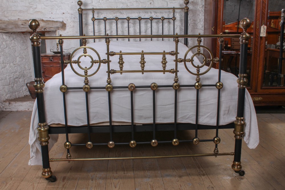Handsome Victorian brass and iron king size bed  View II