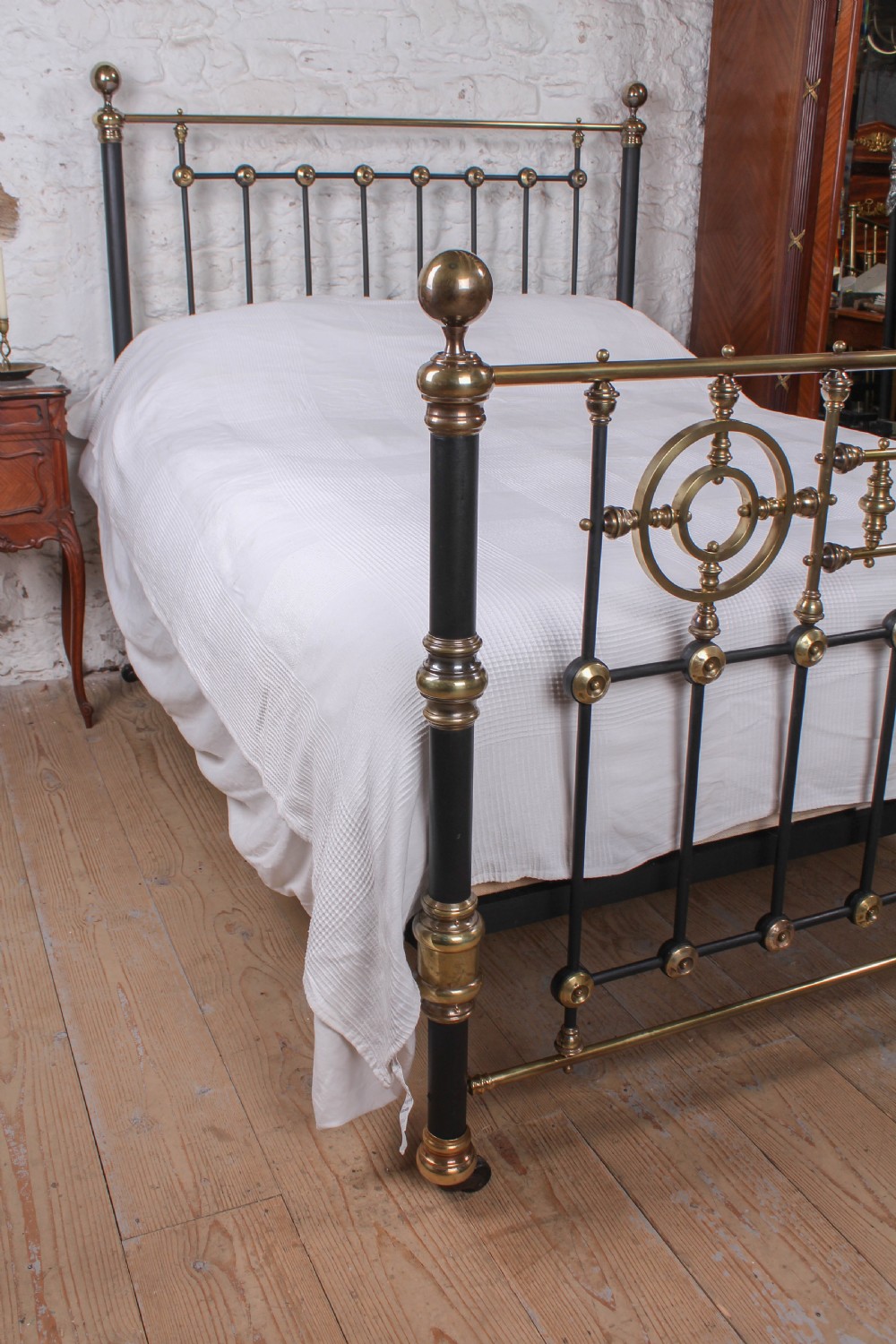 Handsome Victorian brass and iron king size bed  View V