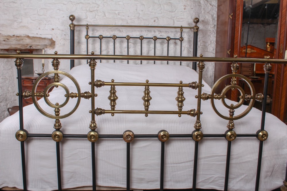 Handsome Victorian brass and iron king size bed  View VI