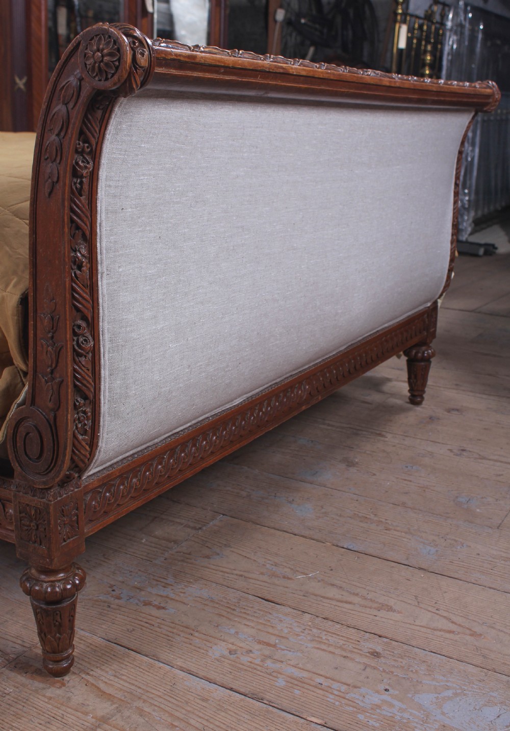 Very attractive French newly upholstered double bed  View III