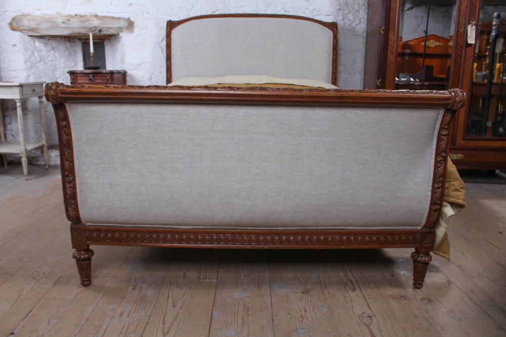 Very attractive French newly upholstered double bed  View V