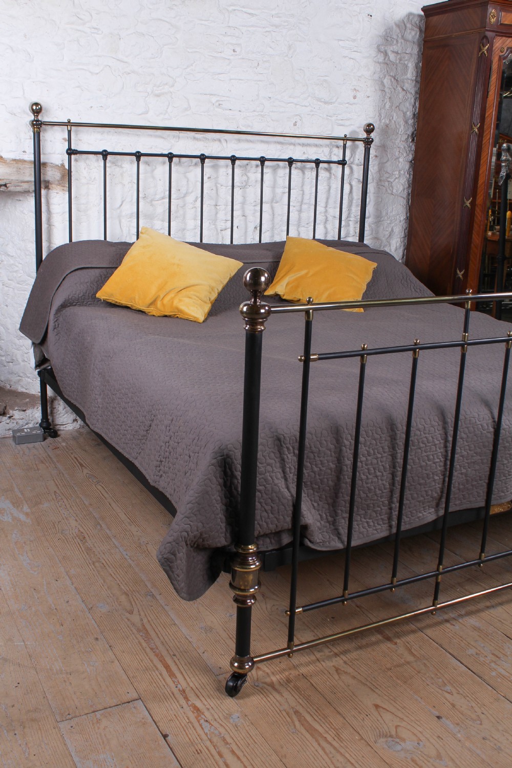 Elegant super king size brass and iron bed by Winfield & Co. View X