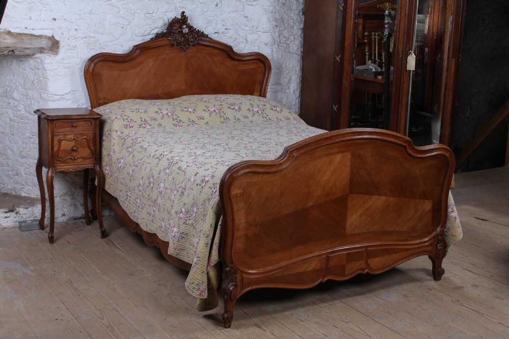 Lovely French  walnut Louis XV style double bed
