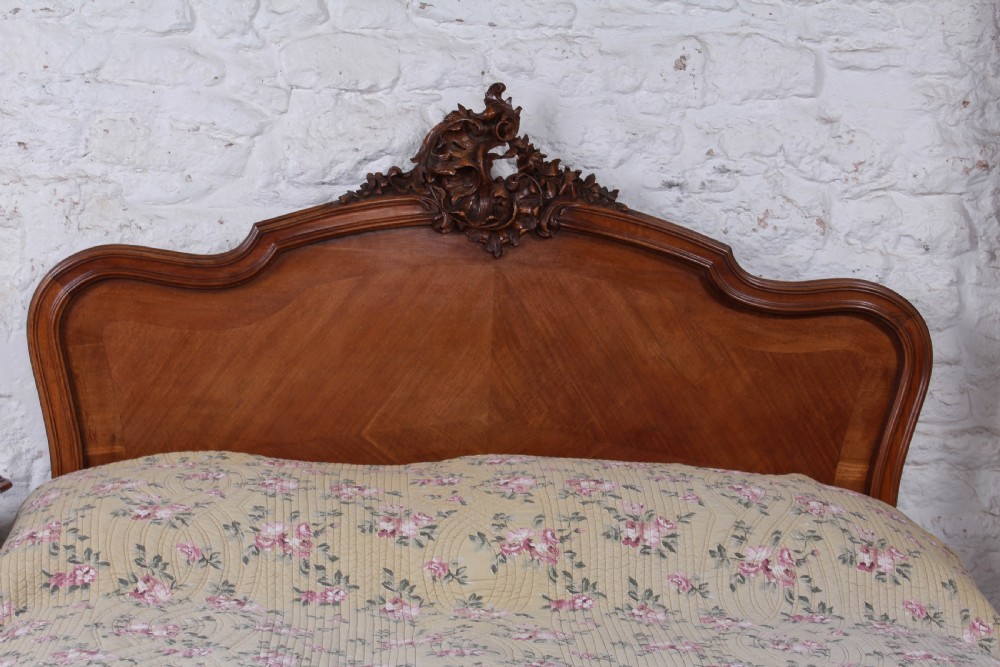 Lovely French  walnut Louis XV style double bed View II