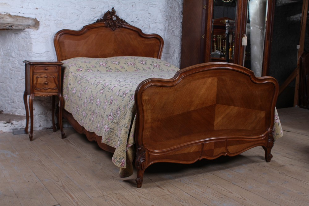 Lovely French  walnut Louis XV style double bed View IV
