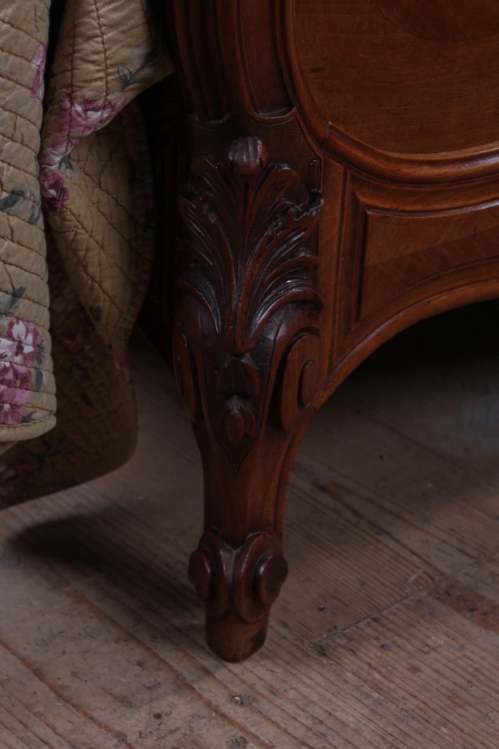 Lovely French  walnut Louis XV style double bed View V