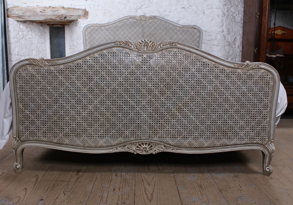 Lovely Louis XV style French painted caned king size bed View II