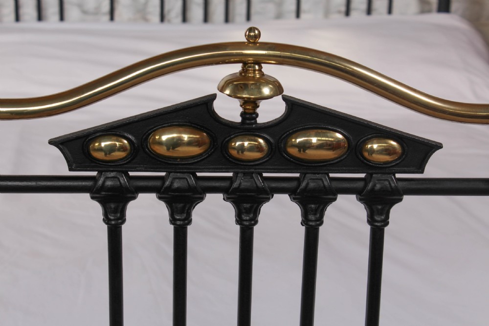 Fabulous Art Noveau style double bed with all original brass View III