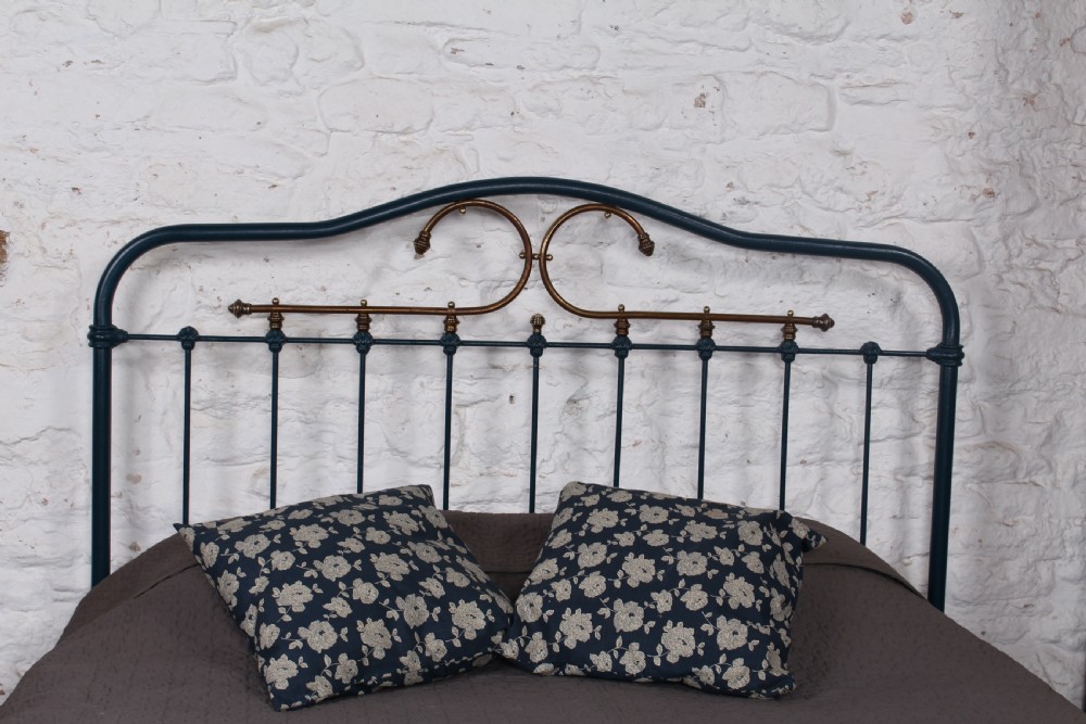 Most attractive French iron and brass king size bed View III
