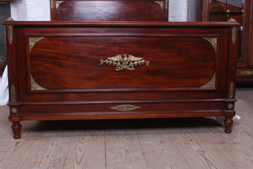 Lovely quality French mahogany double bed with bronze mounts View II