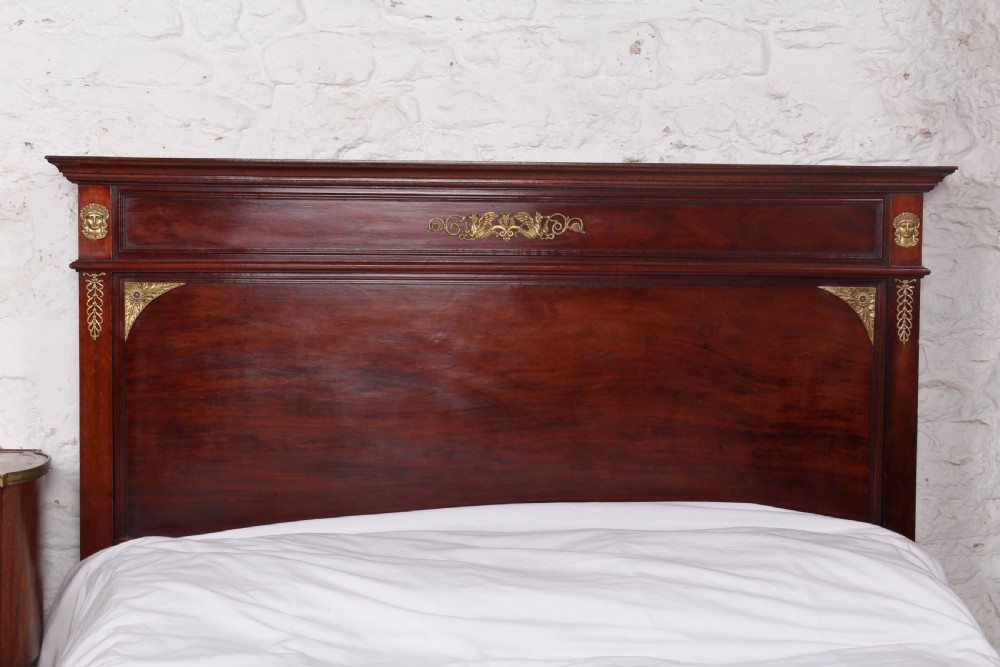 Lovely quality French mahogany double bed with bronze mounts View III