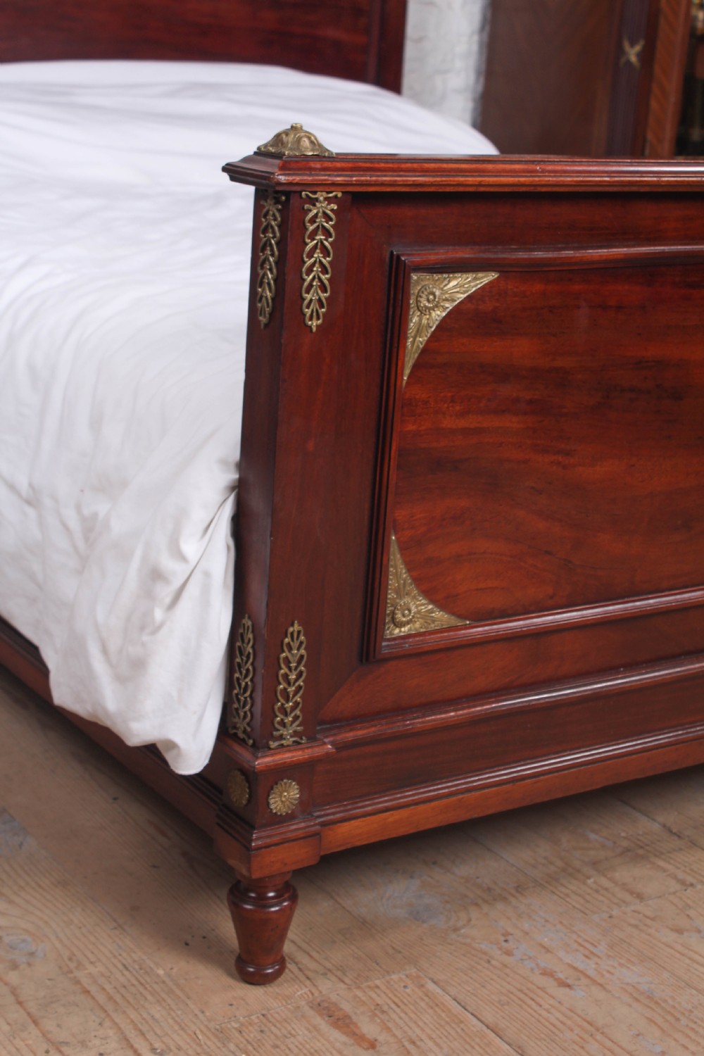Lovely quality French mahogany double bed with bronze mounts View IV