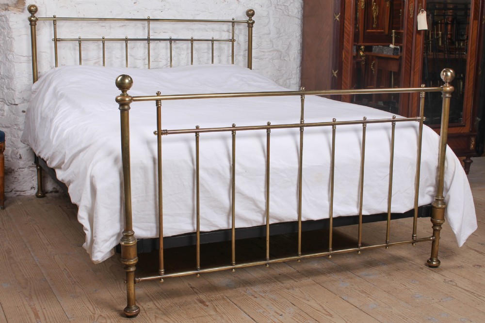 Original naturally aged simple classic Victorian all brass  king size bed 