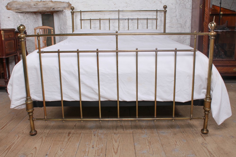 Original naturally aged simple classic Victorian all brass  king size bed  View II