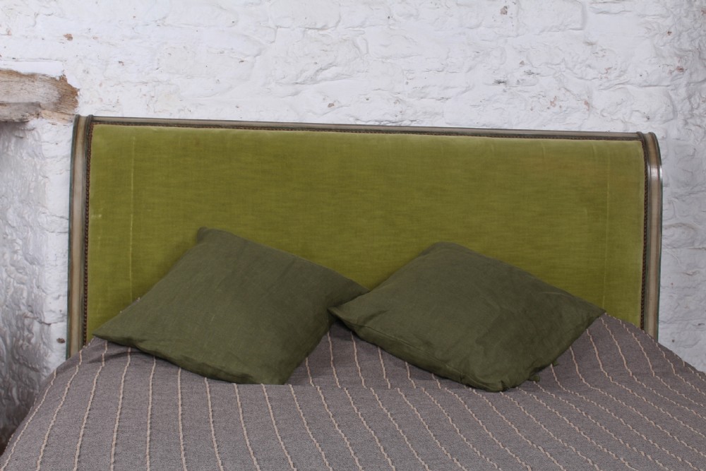 Fabulous early French upholstered king size sleigh bed View V