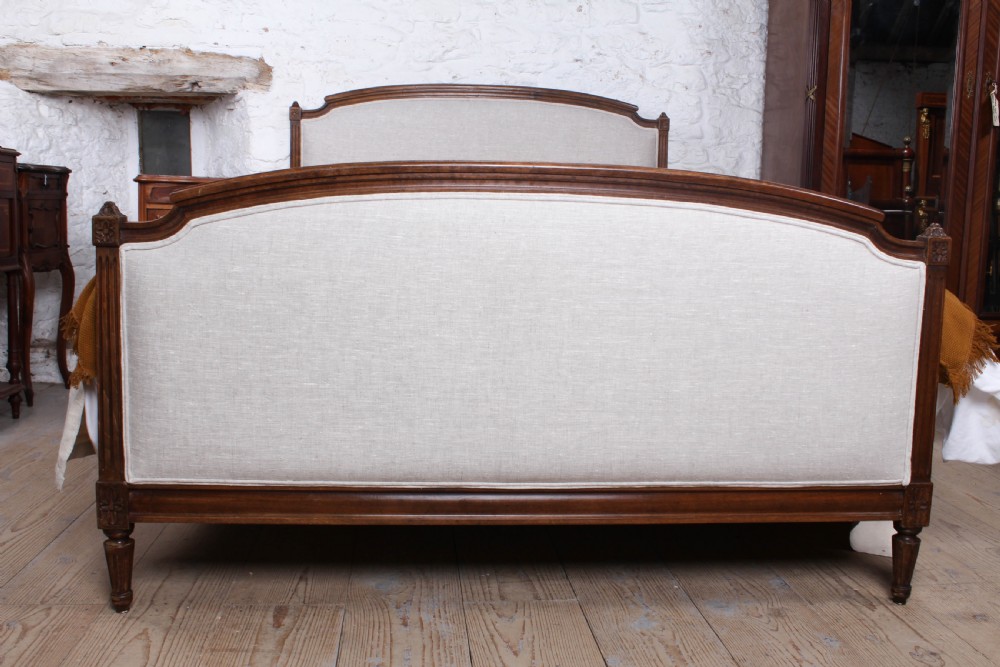 Handsome French simple Empire newly upholstered king size bed View II