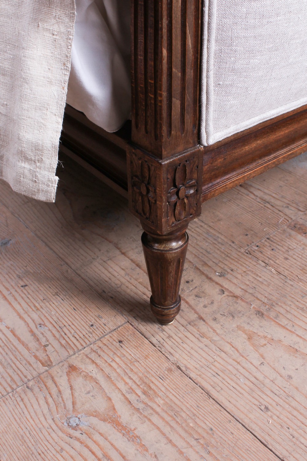 Handsome French simple Empire newly upholstered king size bed View IV