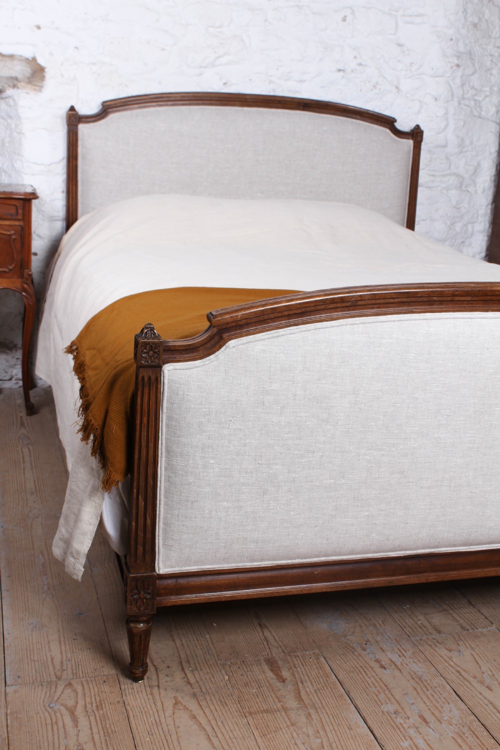 Handsome French simple Empire newly upholstered king size bed View VI