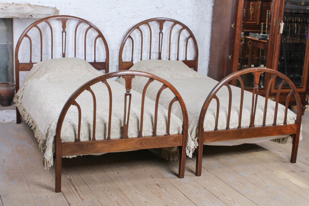 Beautiful pair of quality super single Edwardian mahogany beds 