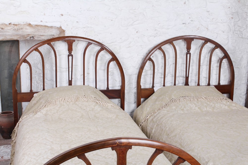 Beautiful pair of quality super single Edwardian mahogany beds  View II