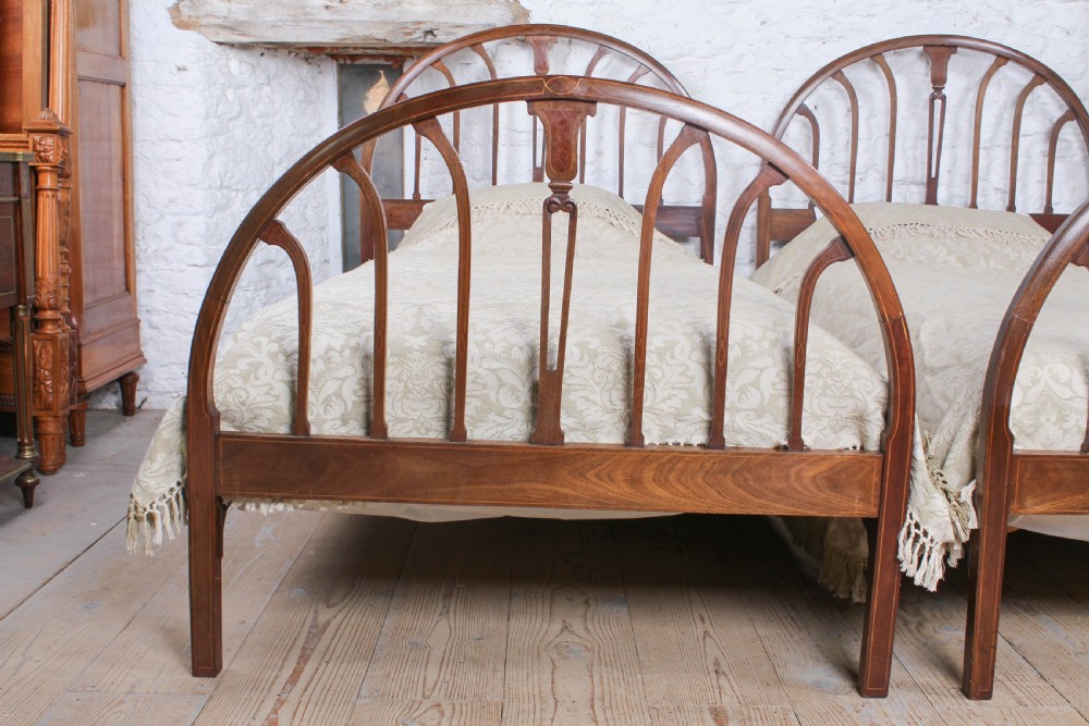 Beautiful pair of quality super single Edwardian mahogany beds  View IV